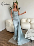 Sparkly Crystal Pearls Prom Gown Classic High Collar Evening Dress Elegant Satin Long Cocktail