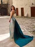 Sparkly Sequins Beads Prom Gown Classic O-Neck Long Sleeve Evening Dress Luxury Pearls Cocktail