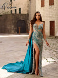 Sparkly Sequins Beads Prom Gown Classic O-neck Long Sleeve Evening Dress Luxury Pearls Long Cocktail Dresses For Formal Occasion