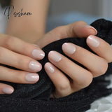 Squoval Short Size Charming Lovely Fake Nails Nude Pink Pudding Smooth Supple Uv Press On Gel