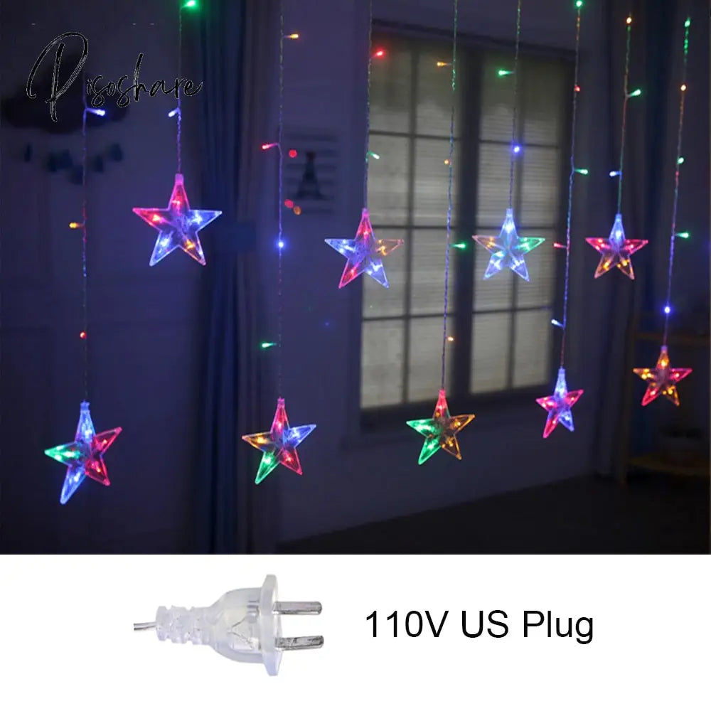 Star String Lights Led Christmas Garland Fairy Curtain Light 2.5M Outdoor Indoor For Bedroom Home