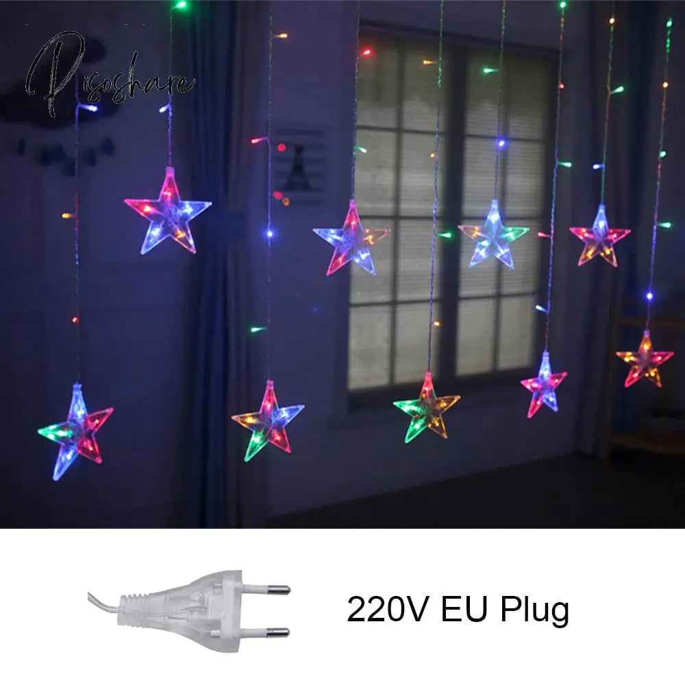 Star String Lights Led Christmas Garland Fairy Curtain Light 2.5M Outdoor Indoor For Bedroom Home