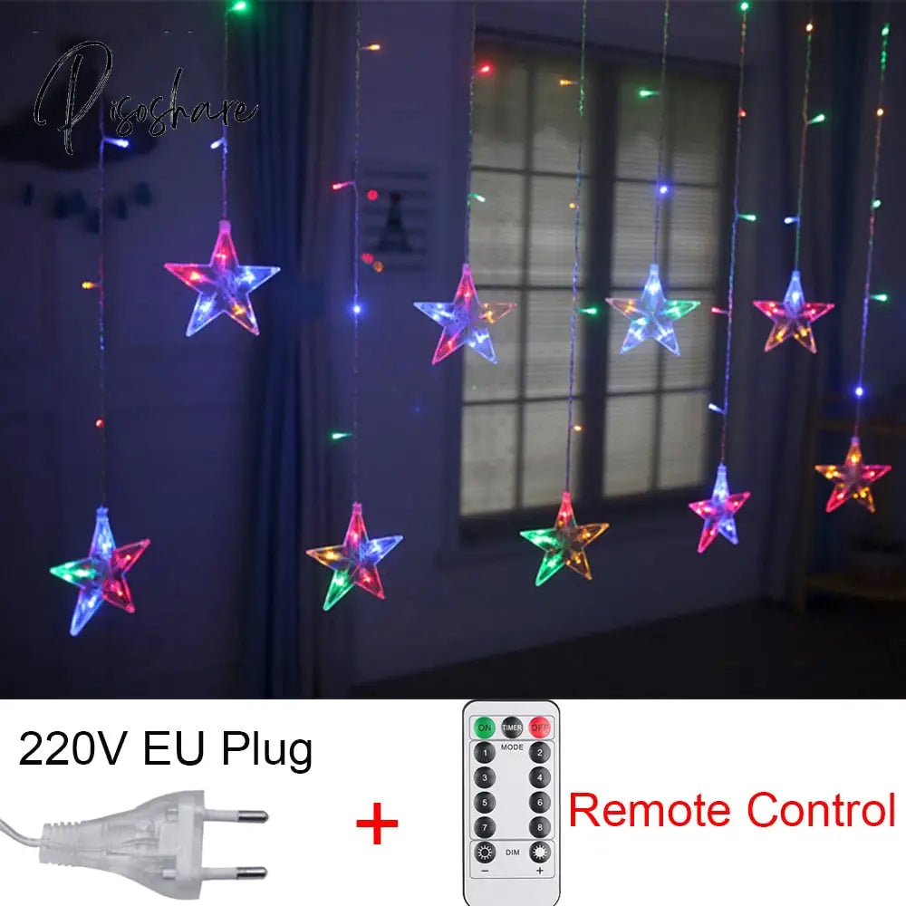 Star String Lights Led Christmas Garland Fairy Curtain Light 2.5M Outdoor Indoor For Bedroom Home