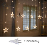 Star String Lights Led Christmas Garland Fairy Curtain Light 2.5M Outdoor Indoor For Bedroom Home