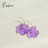 Summer Fresh Flower Hoop Earrings For Women Travelling Resin Hawaiian Boho Jewelry Boucle Oreille