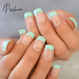 Summer Short Natural Nude White French Nail Tips False Fake Nails Gel Press On Ultra Easy Wear For