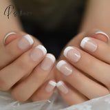 Summer Short Natural Nude White French Nail Tips False Fake Nails Uv Gel Press On Ultra Easy Wear