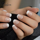 Summer Short Natural Nude White French Nail Tips False Fake Nails Uv Gel Press On Ultra Easy Wear