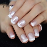 Summer Short Natural Nude White French Nail Tips False Fake Nails Uv Gel Press On Ultra Easy Wear