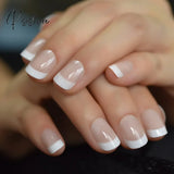 Summer Short Natural Nude White French Nail Tips False Fake Nails Uv Gel Press On Ultra Easy Wear