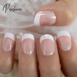 Summer Short Natural Nude White French Nail Tips False Fake Nails Uv Gel Press On Ultra Easy Wear