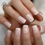 Summer Short Natural Nude White French Nail Tips False Fake Nails Uv Gel Press On Ultra Easy Wear