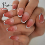 Summer Short Natural Nude White French Nail Tips False Fake Nails Uv Gel Press On Ultra Easy Wear