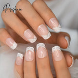 Summer Short Natural Nude White French Nail Tips False Fake Nails Uv Gel Press On Ultra Easy Wear