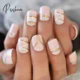 Summer Short Natural Nude White French Nail Tips False Fake Nails Uv Gel Press On Ultra Easy Wear