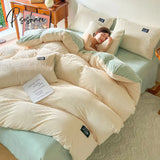 Sweet Milk Velvet Four-Piece Bed Sheets Set Winter Warm Double Sided Thick Solid Color Duvet Cover