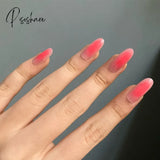 Sweet Summer Fake Nails Patches Pink Candy Color Press On Women Wearable Nail Art Stickers Full