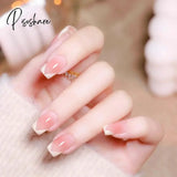 Sweet Summer Fake Nails Patches Pink Candy Color Press On Women Wearable Nail Art Stickers Full