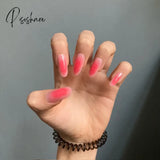 Sweet Summer Fake Nails Patches Pink Candy Color Press On Women Wearable Nail Art Stickers Full