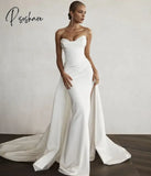 Sweetheart Wedding Dress With Detachable Skirt Satin Sleeveless For Women Customize To Measures