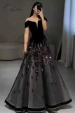 Temperament Black Celebrity Dresses Senior Sequin Strapless Off The Shoulder Luxury Shiny Formal