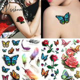 Temporary Tattoos Sticker Water Transfer For Body Art Cool 3D Waterproof Girls Flower