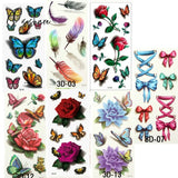 Temporary Tattoos Sticker Water Transfer For Body Art Cool 3D Waterproof Girls Flower