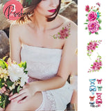 Temporary Tattoos Sticker Water Transfer For Body Art Cool 3D Waterproof Girls Flower 3Pcs