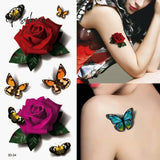 Temporary Tattoos Sticker Water Transfer For Body Art Cool 3D Waterproof Girls Flower