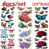 Temporary Tattoos Sticker Water Transfer For Body Art Cool 3D Waterproof Girls Flower Type A 6Pcs