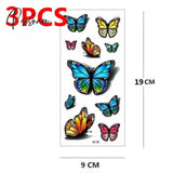 Temporary Tattoos Sticker Water Transfer For Body Art Cool 3D Waterproof Girls Flower Type G 3Pcs