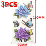 Temporary Tattoos Sticker Water Transfer For Body Art Cool 3D Waterproof Girls Flower Type J 3Pcs