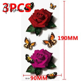 Temporary Tattoos Sticker Water Transfer For Body Art Cool 3D Waterproof Girls Flower Type K 3Pcs