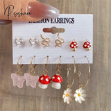 Trendy Colorful Earrings Set For Women Girls Green Resin Pearl Gold Color Metal Circle Dangle New