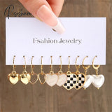 Trendy Colorful Earrings Set For Women Girls Green Resin Pearl Gold Color Metal Circle Dangle New