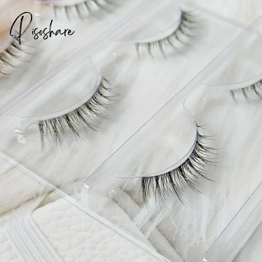 Ultra Light Air Eyelashes Makeup 3 Pairs False Eye Lashes Natural Nude Beauty Bride Stage Black &