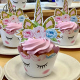 Unicorn Birthday Cake Decorations Rainbow Cupcake Wrappers Topper For Kids Birthday Wedding Decor