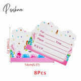 Unicorn Temporary Tattoos Stickers Decoration Waterproof Tattoo For Kids Birthday Baby Shower 8Pcs