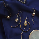 Unique Copper Wire Glass Ball Asymmetric Dangle Earrings For Women Original Handmade Brass Vintage