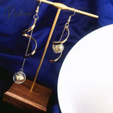 Unique Copper Wire Glass Ball Asymmetric Dangle Earrings For Women Original Handmade Brass Vintage