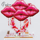 Valentine’s Day Aesthetic 5Pcs Valentines Decor Giant Aluminum Foil Balloons Lipstick Lips Red