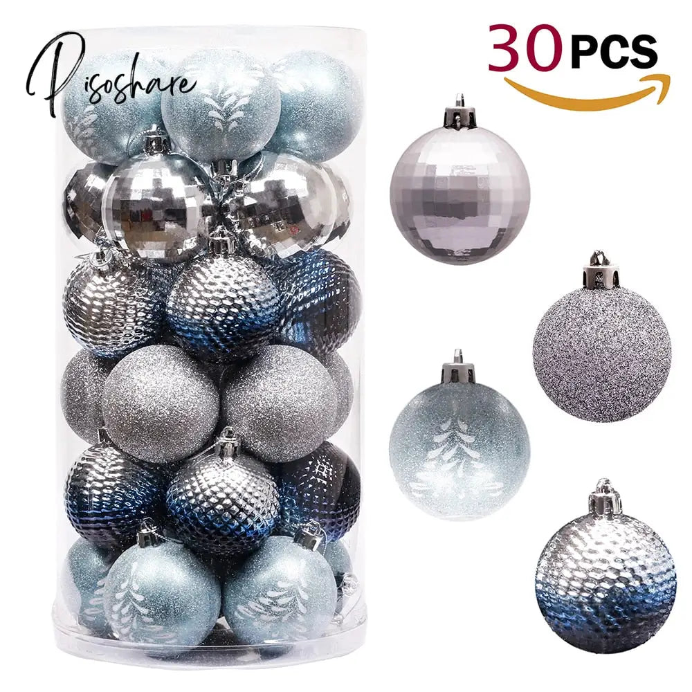 Valery Madelyn30Pcs Christmas Balls 6Cm For Tree Blue Plastic Ornaments Decorations Home Pendants