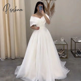 Vestido De Novia A-Line Organza Off The Shoulder Floor Length Wedding Dress Pleat Customize To