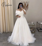 Simple High Split Elegant Wedding Dress For Woman Strapless Satin Bridal Gown Sweep Train  For Women Custom Made To Measure