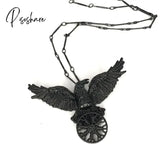 Vintage Goth Black Crow Pendant Neckalce For Women Dark Viking Mysticsymbol Retro Hippie Unisex