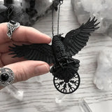 Vintage Goth Black Crow Pendant Neckalce For Women Dark Viking Mysticsymbol Retro Hippie Unisex