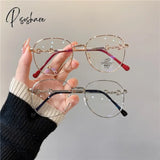 Vintage New Oval Metal Frame Glasses Women Fashion Optical Myopia Blocking Eyewear Popular Reading