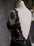 Vintage Pagan Wedding Dresses Detachable Long Sleeves V Neck Full Lace Gothic Halloween Black