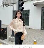 Vintage Satin Silk Shirt Women Fashion Blouse Elegant Turn Down Collar Female White Long Sleeve