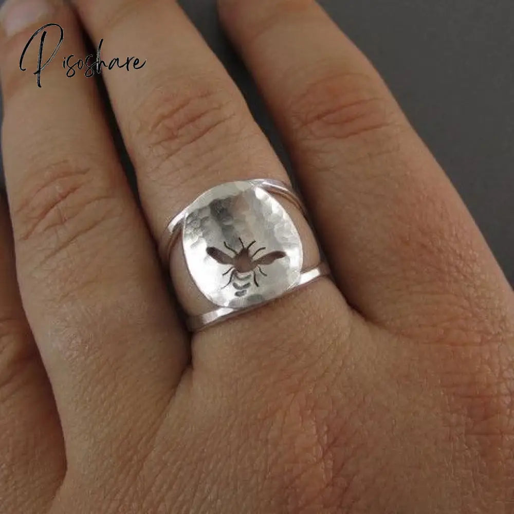 Vintage Silver Color Rings Mens Womens Exquisite Hand Carved Floral Boho Simple Style Wedding